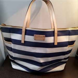 Kate Spade Sailor Stripe Navy Blue White Tote